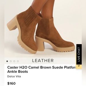 NWOT Dolce Vita Castor H20 Camel Brown Suede Ankle Boot
